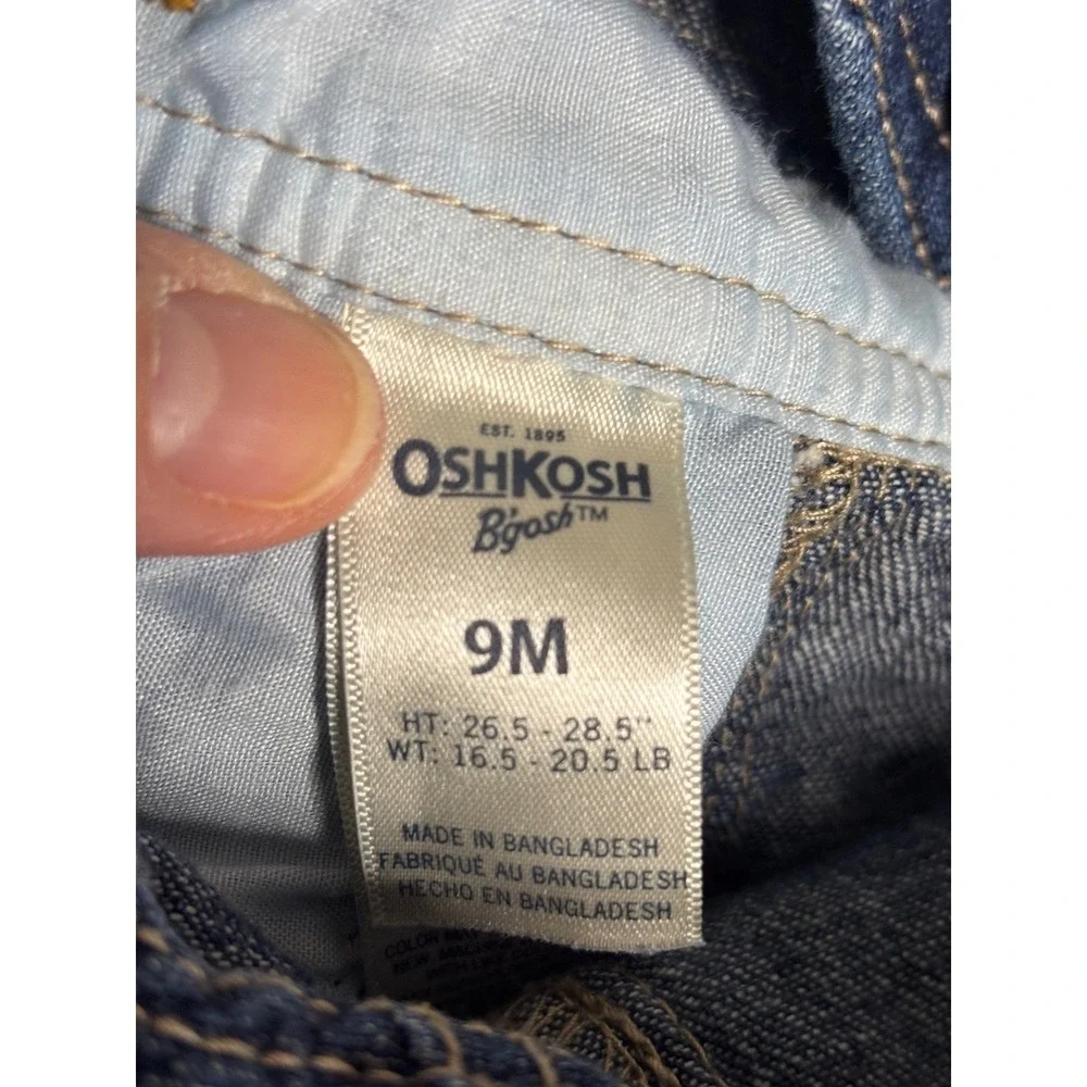 OshKosh B'gosh Baby Boys Blue‎ Denim Shortalls Overalls 9M 424A216